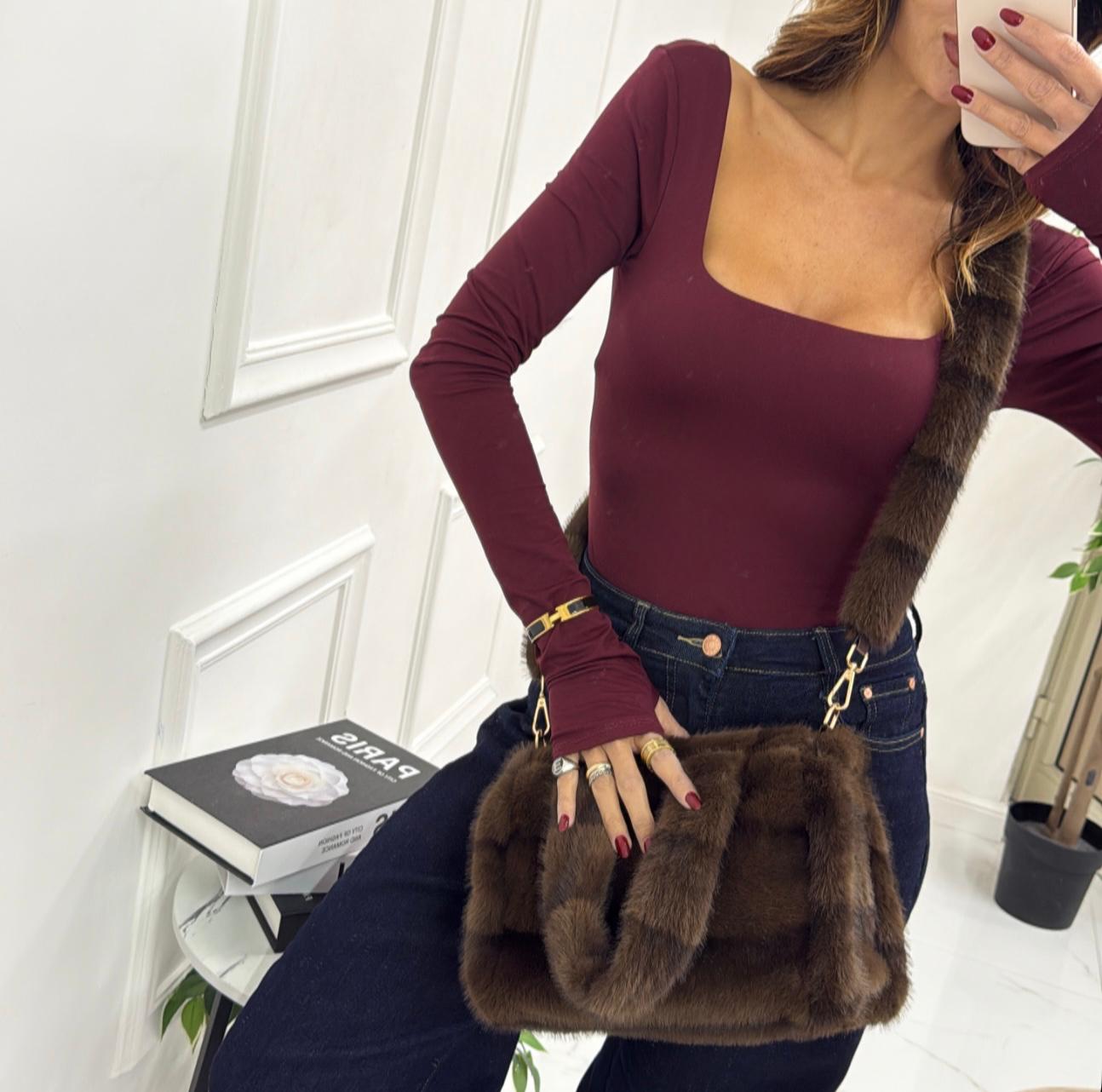 Londra - Borsa Clutch in Eco - Pelliccia