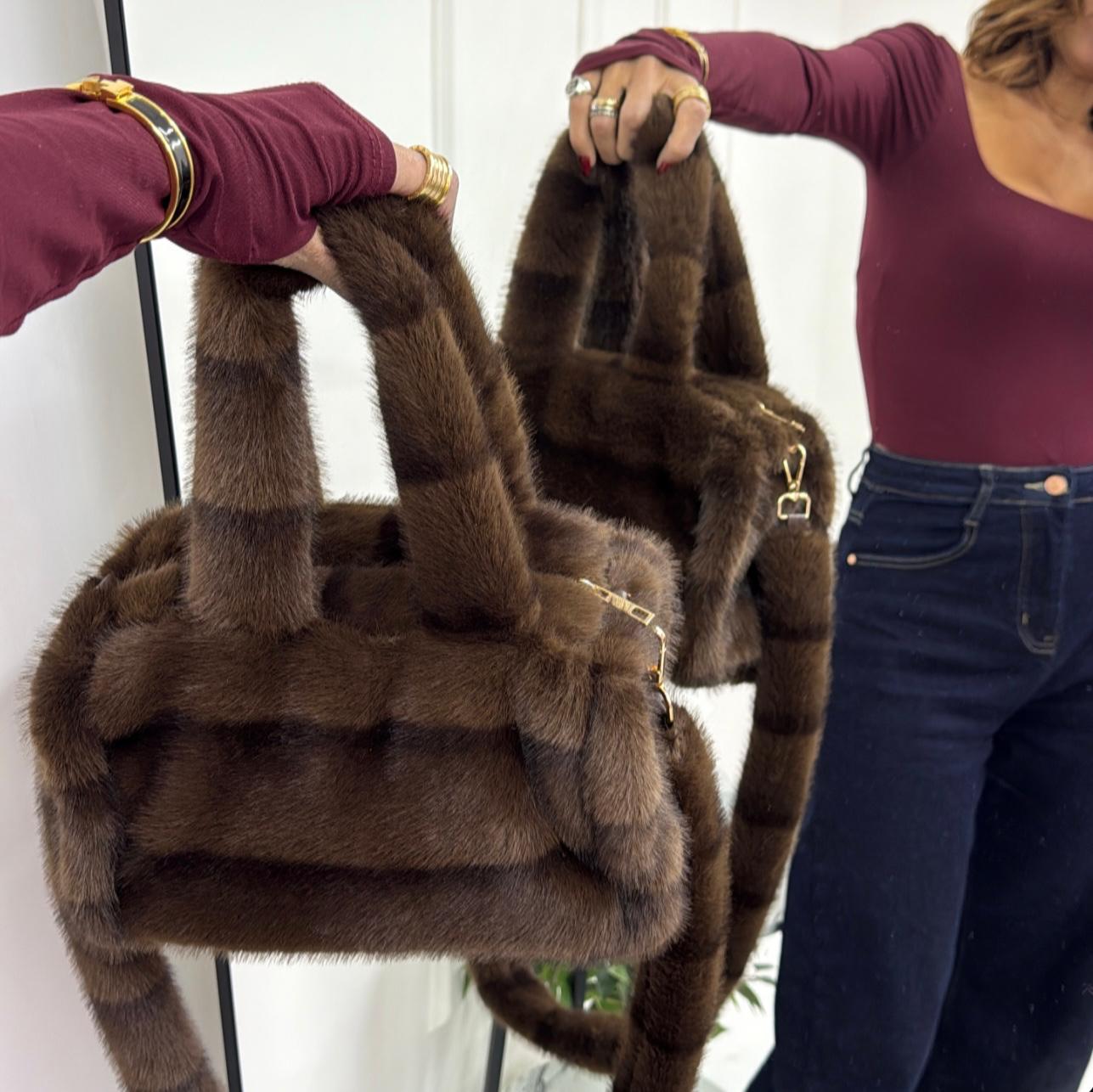 Londra - Borsa Clutch in Eco - Pelliccia