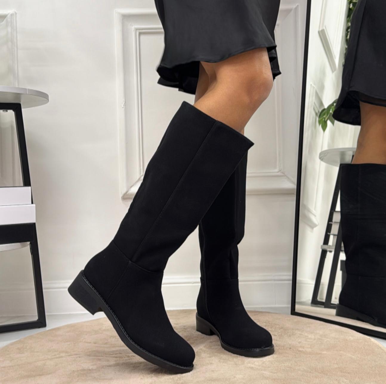 Tessa - Stivale Donna Alto Punta Casual Elegante Nero