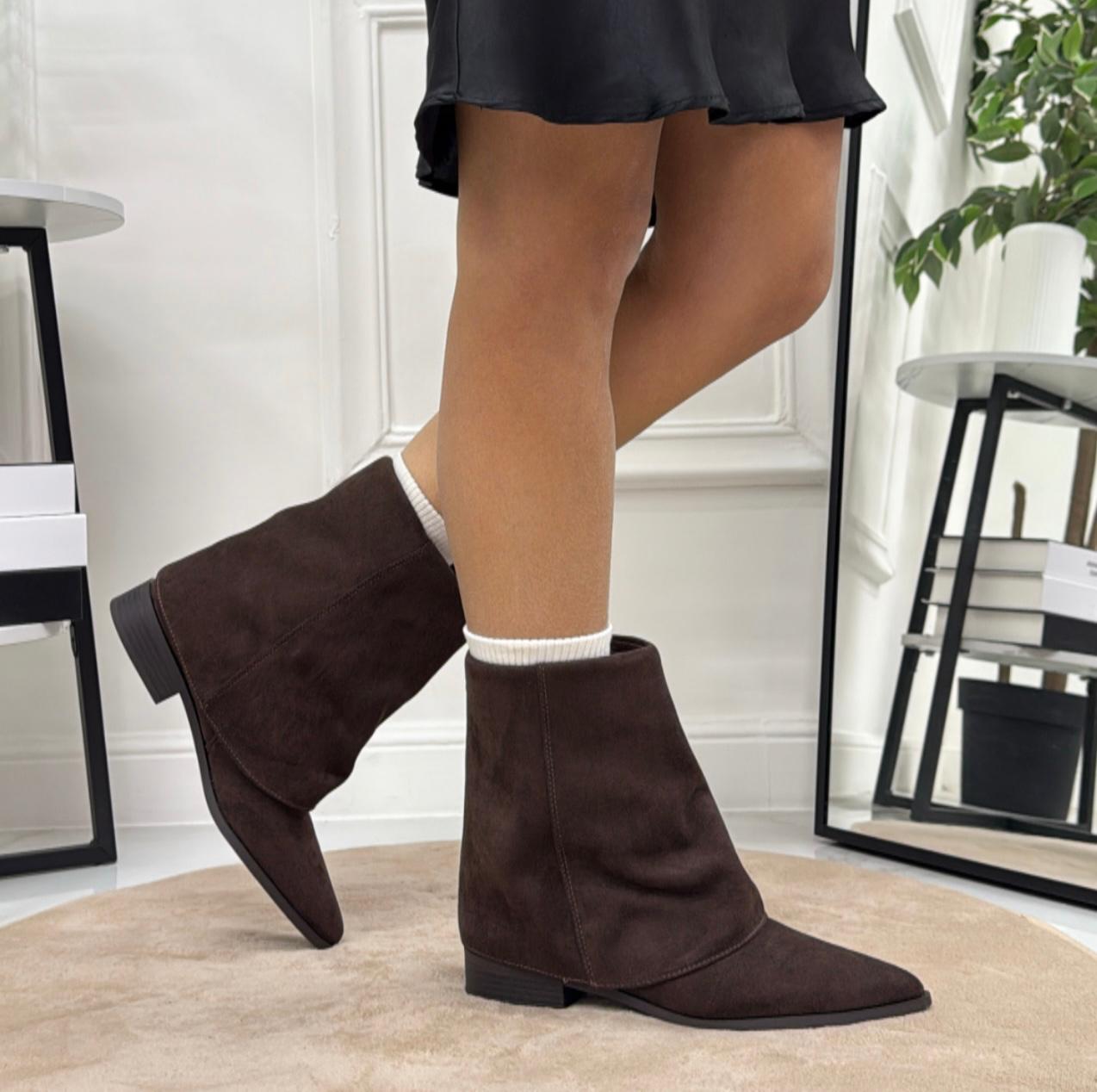 Trasy - Stivaletto Donna Scarpa Punta Casual Comodo Marrone