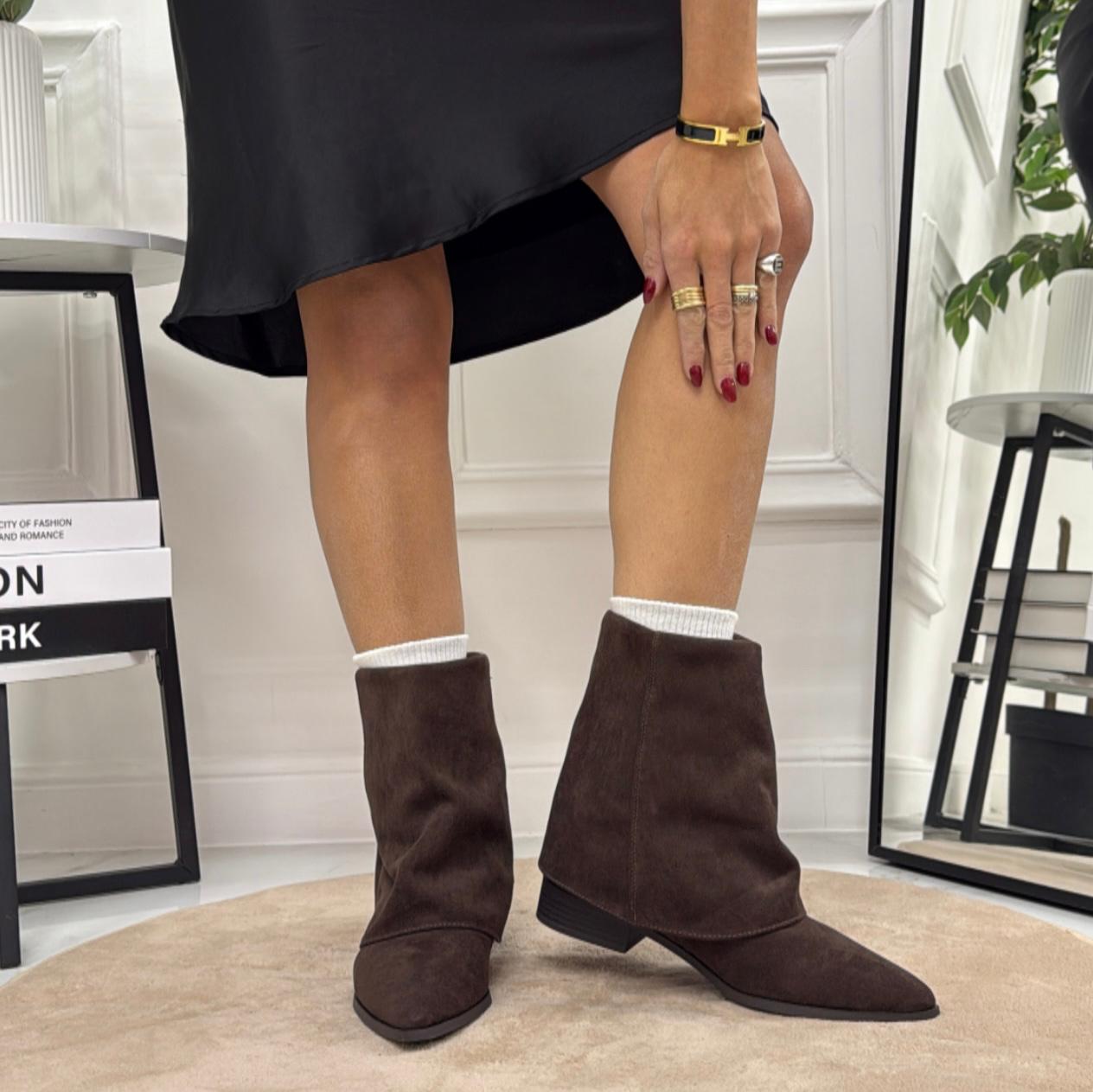 Trasy - Stivaletto Donna Scarpa Punta Casual Comodo Marrone