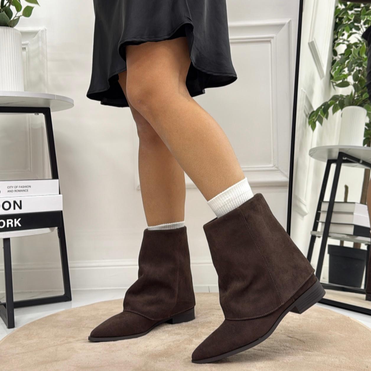 Trasy - Stivaletto Donna Scarpa Punta Casual Comodo Marrone