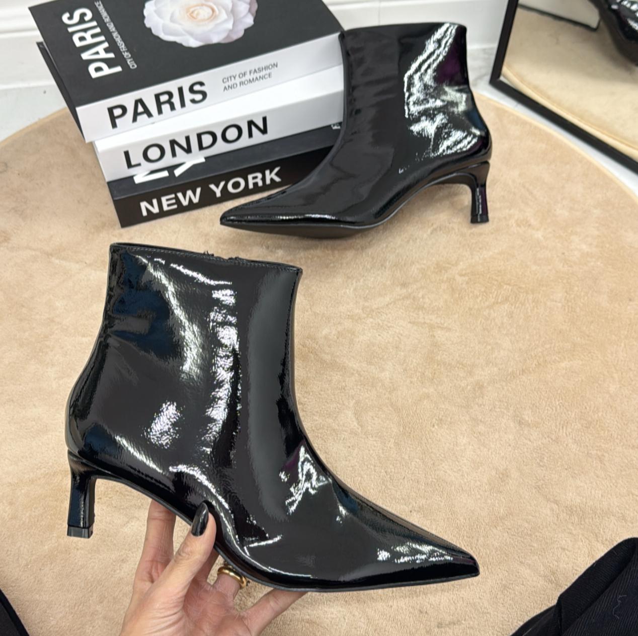 Alex - Stivaletti Donna Tacco Basso Punta Nero