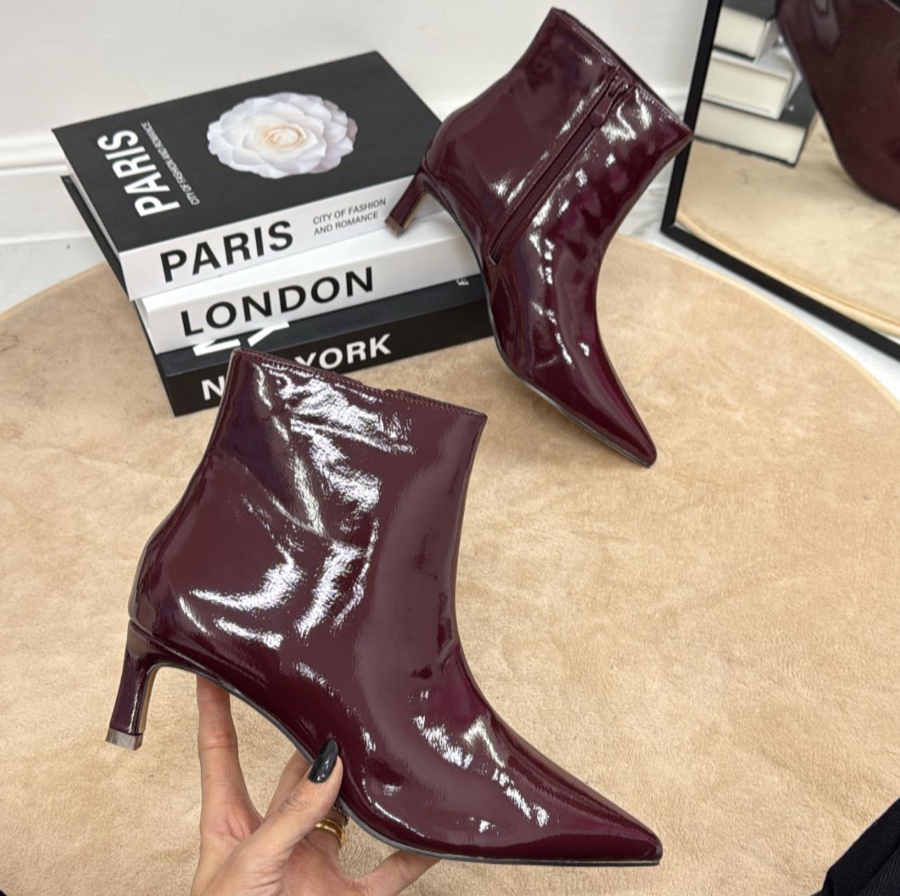 Alex - Stivaletti Donna Tacco Basso Punta Bordeaux