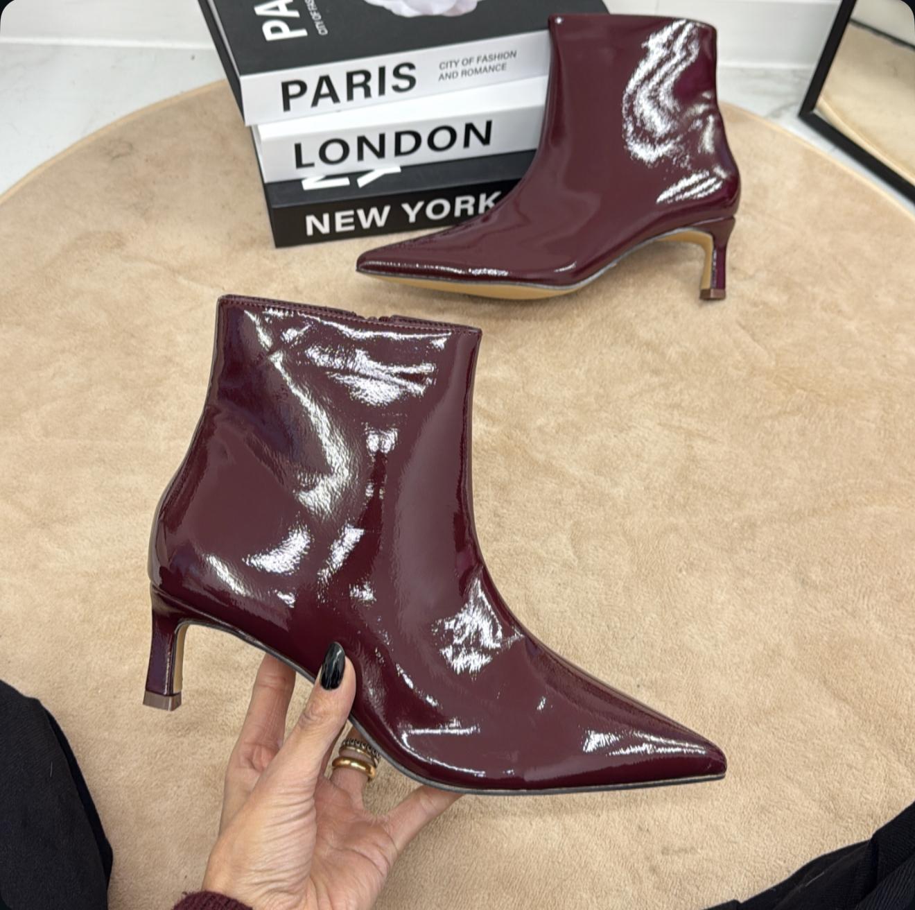 Alex - Stivaletti Donna Tacco Basso Punta Bordeaux