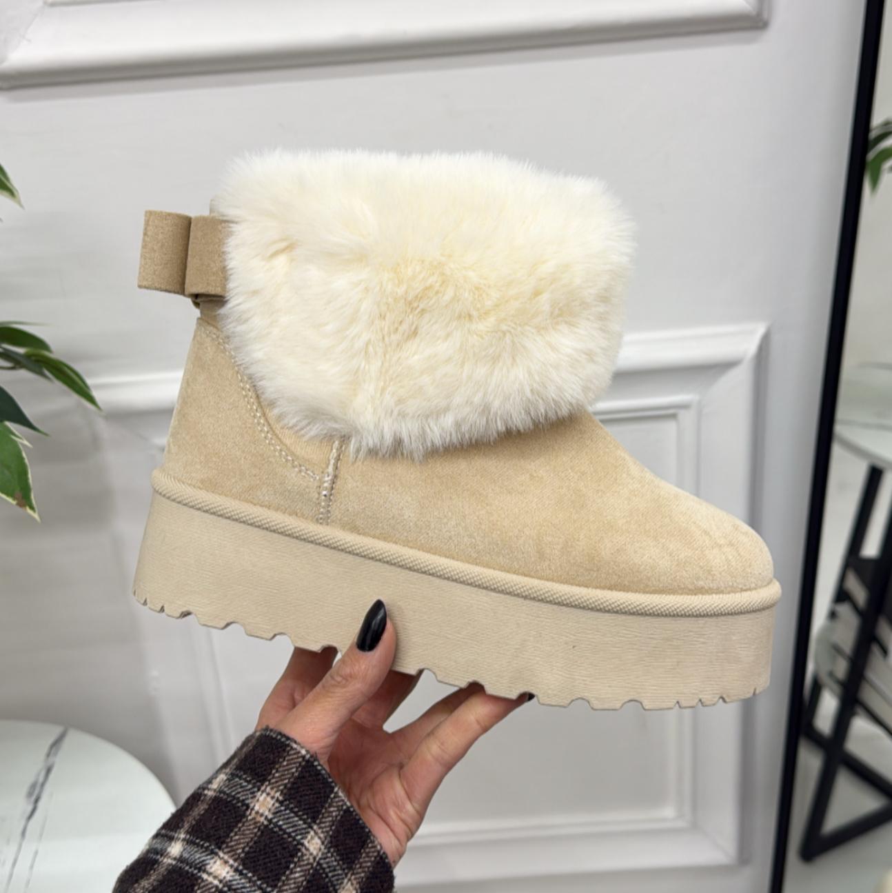 Laura - Stivaletto Eskimo Boots Gomma Alta Beige