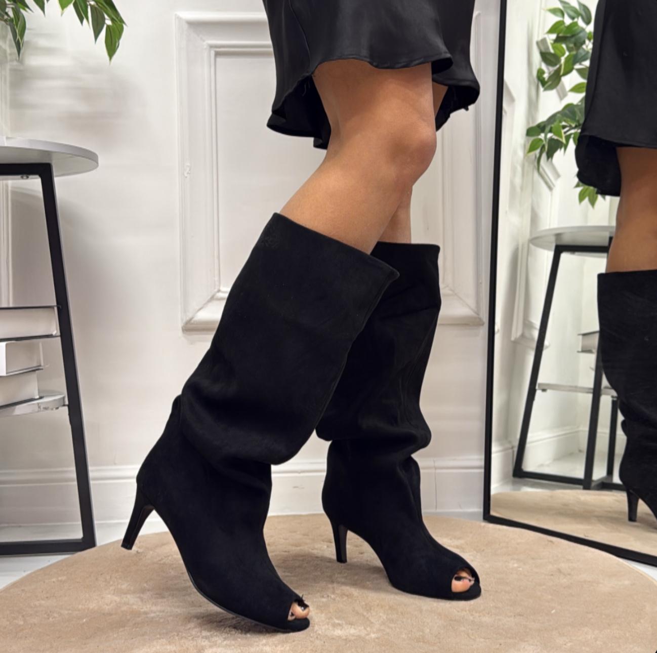 Miry - Stivali Donna Alto Tacco Punta Casual Elegante Nero