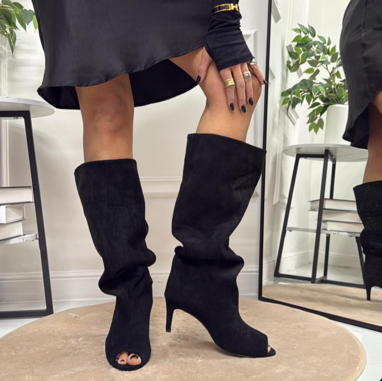 Miry - Stivali Donna Alto Tacco Punta Casual Elegante Nero