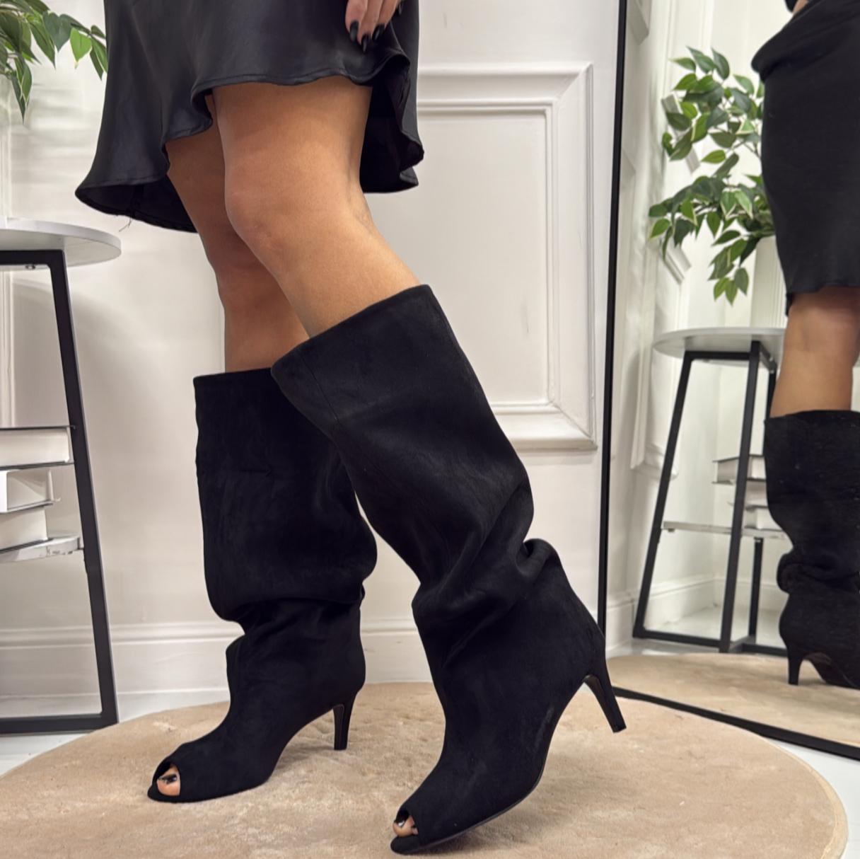 Miry - Stivali Donna Alto Tacco Punta Casual Elegante Nero