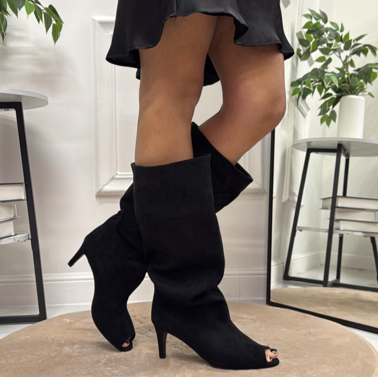 Miry - Stivali Donna Alto Tacco Punta Casual Elegante Nero