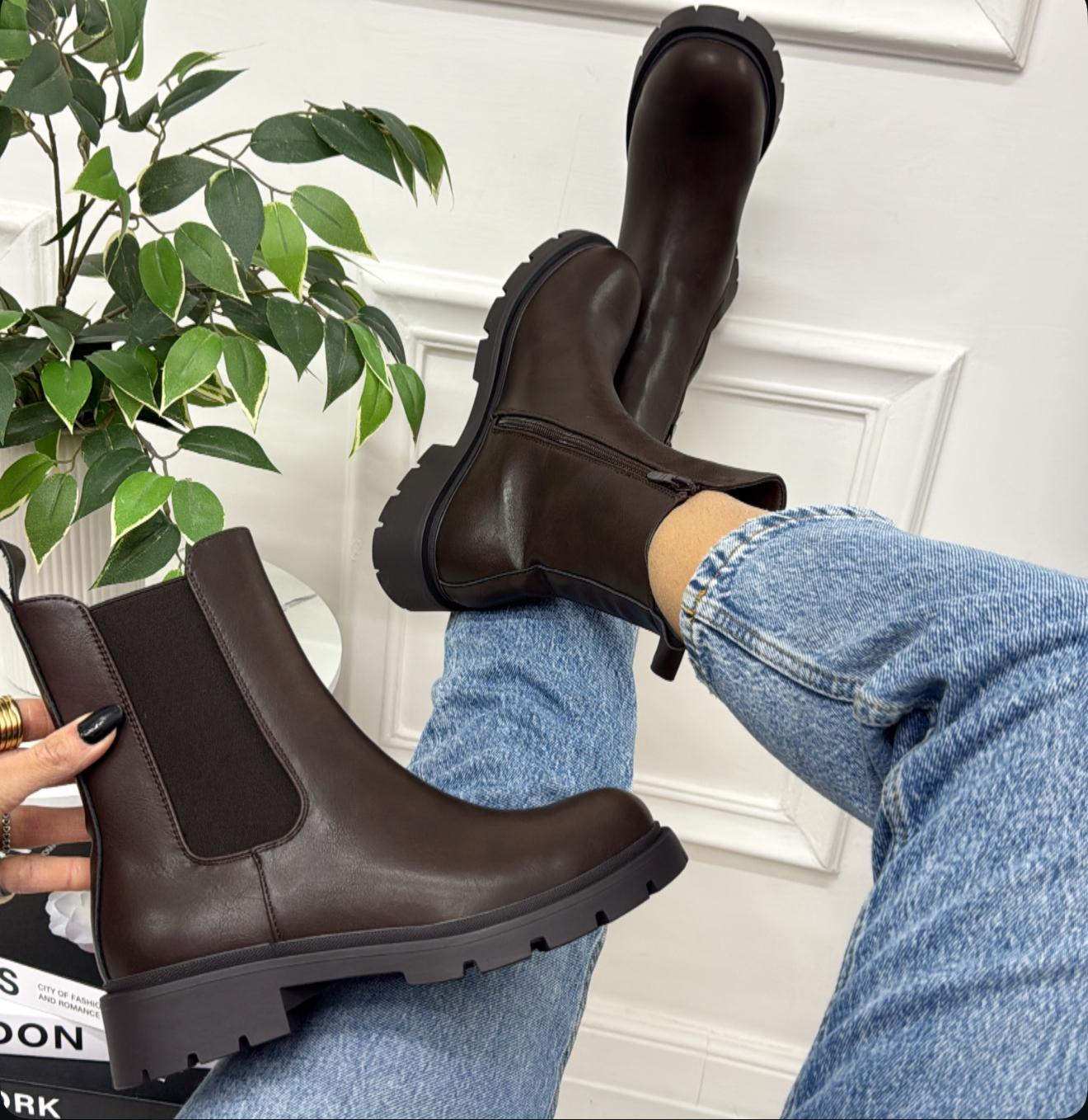 Ermanisia - Stivaletto Anfibio Donna Scarpa Basso Casual Marrone