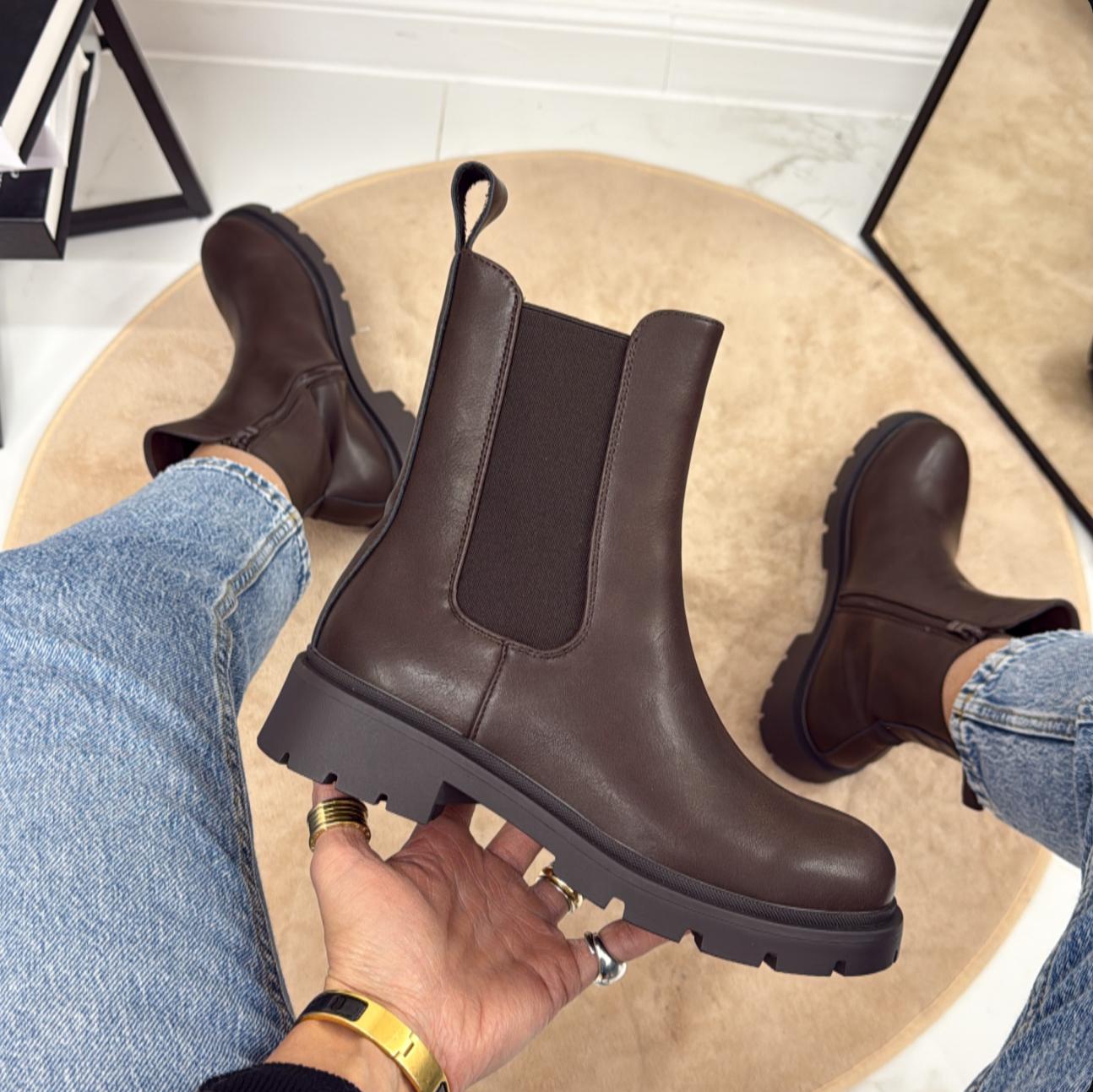 Ermanisia - Stivaletto Anfibio Donna Scarpa Basso Casual Marrone