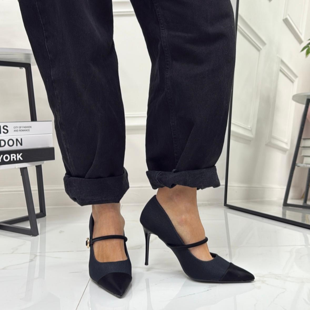 Raya - Décolleté Donna Cinturino Tacco Spillo Elegante Nero – Primi Tacchi