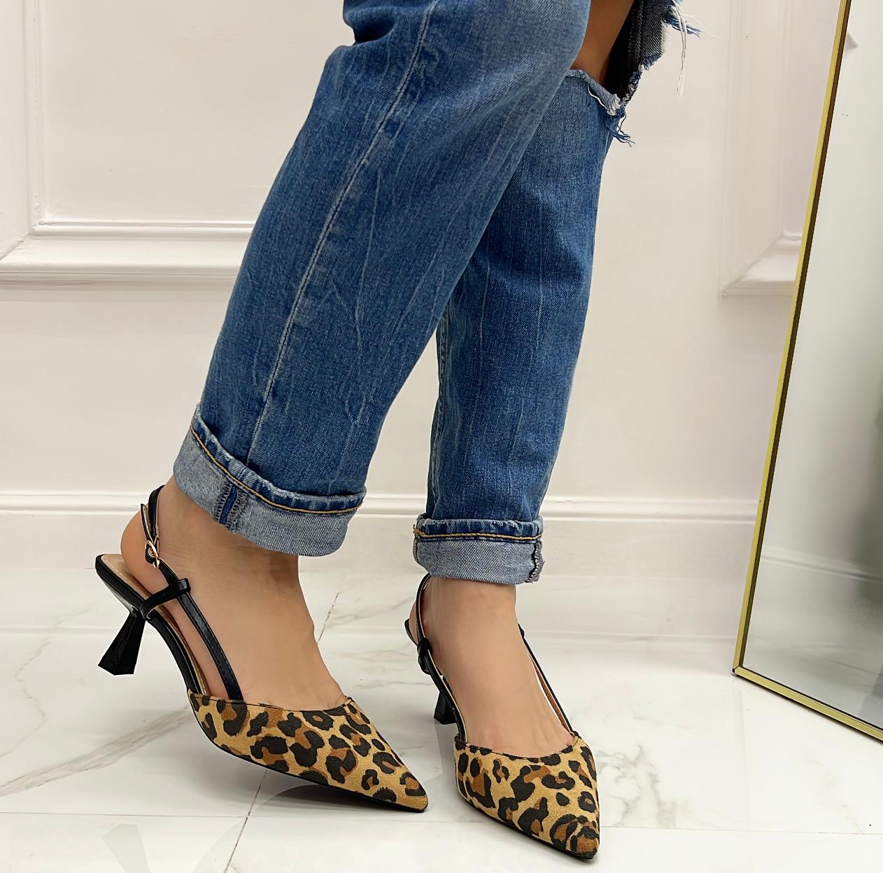 Ketty - Decolleté Donna Scarpe Tacco Punta Casual Elegante Leopardato