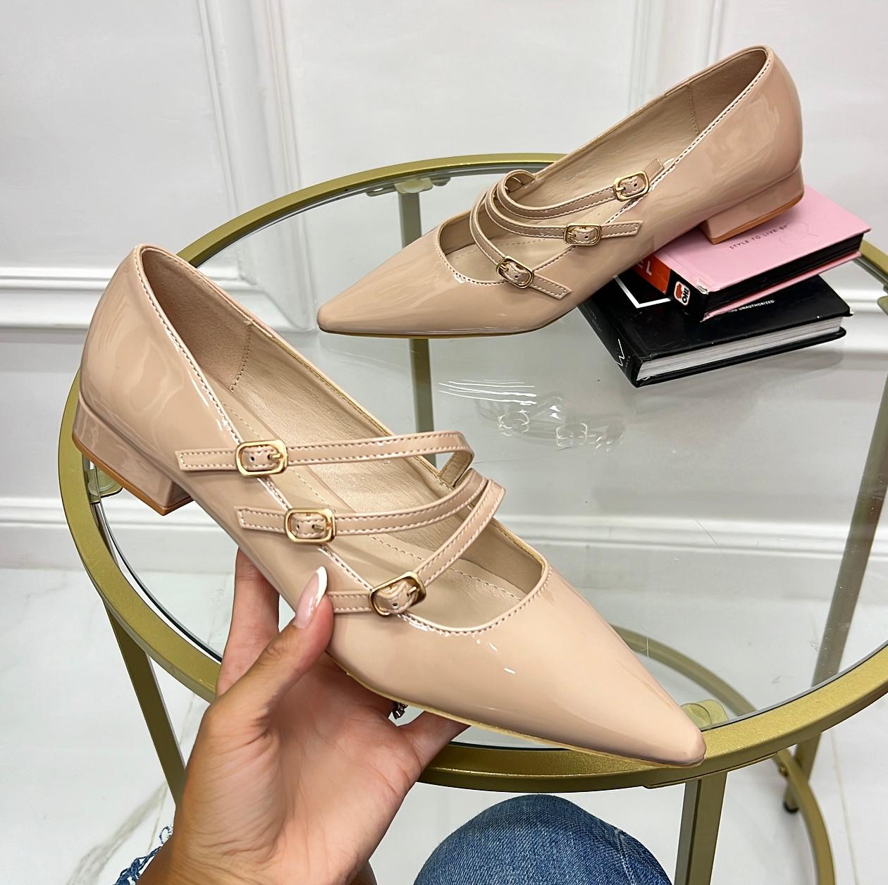 Olena - Scarpe Donna Ballerine Cinturini Comode Vernice Nude