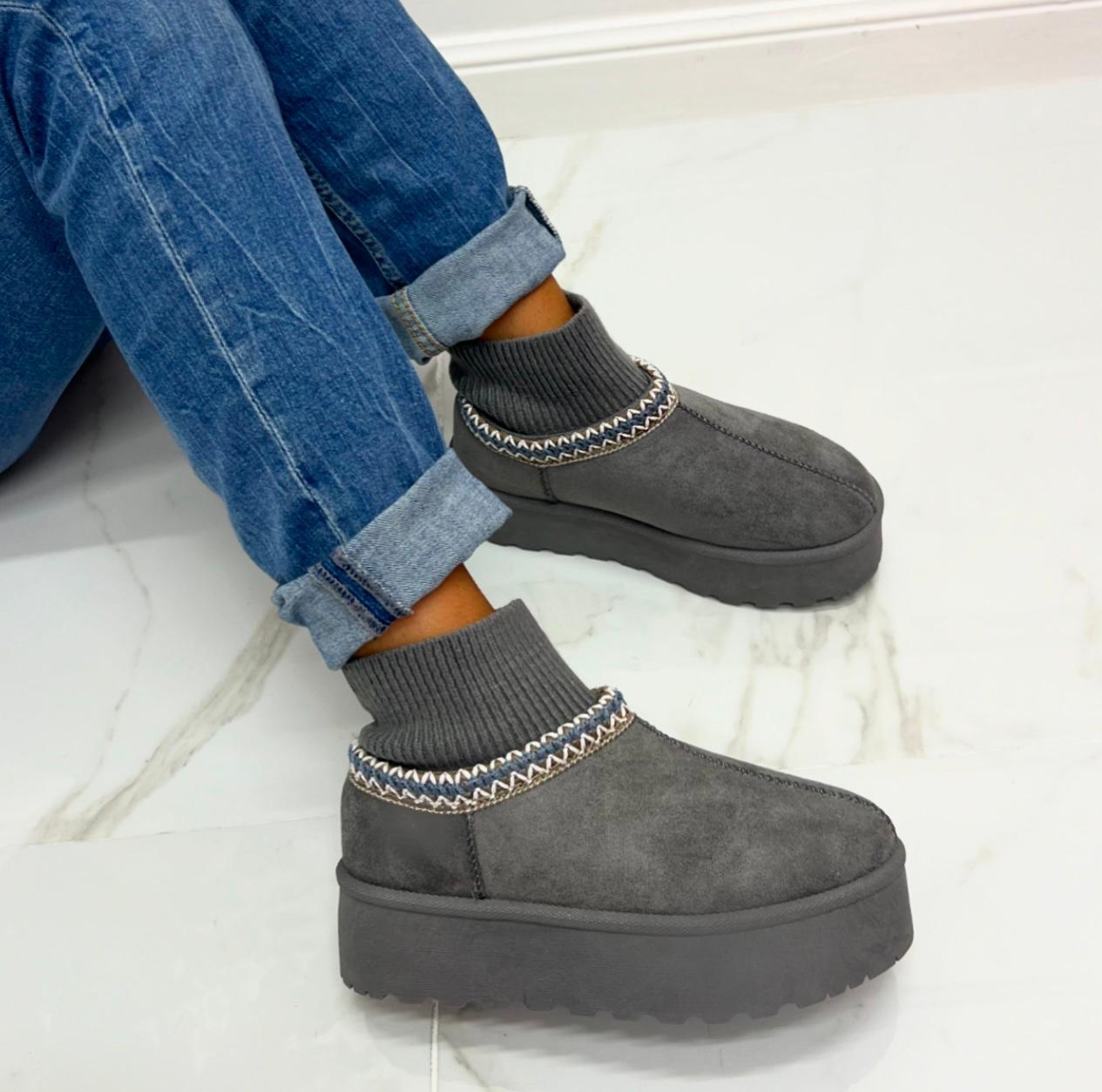 Jeanne - Stivaletto Eskimo Boots Gomma Alta Griggio