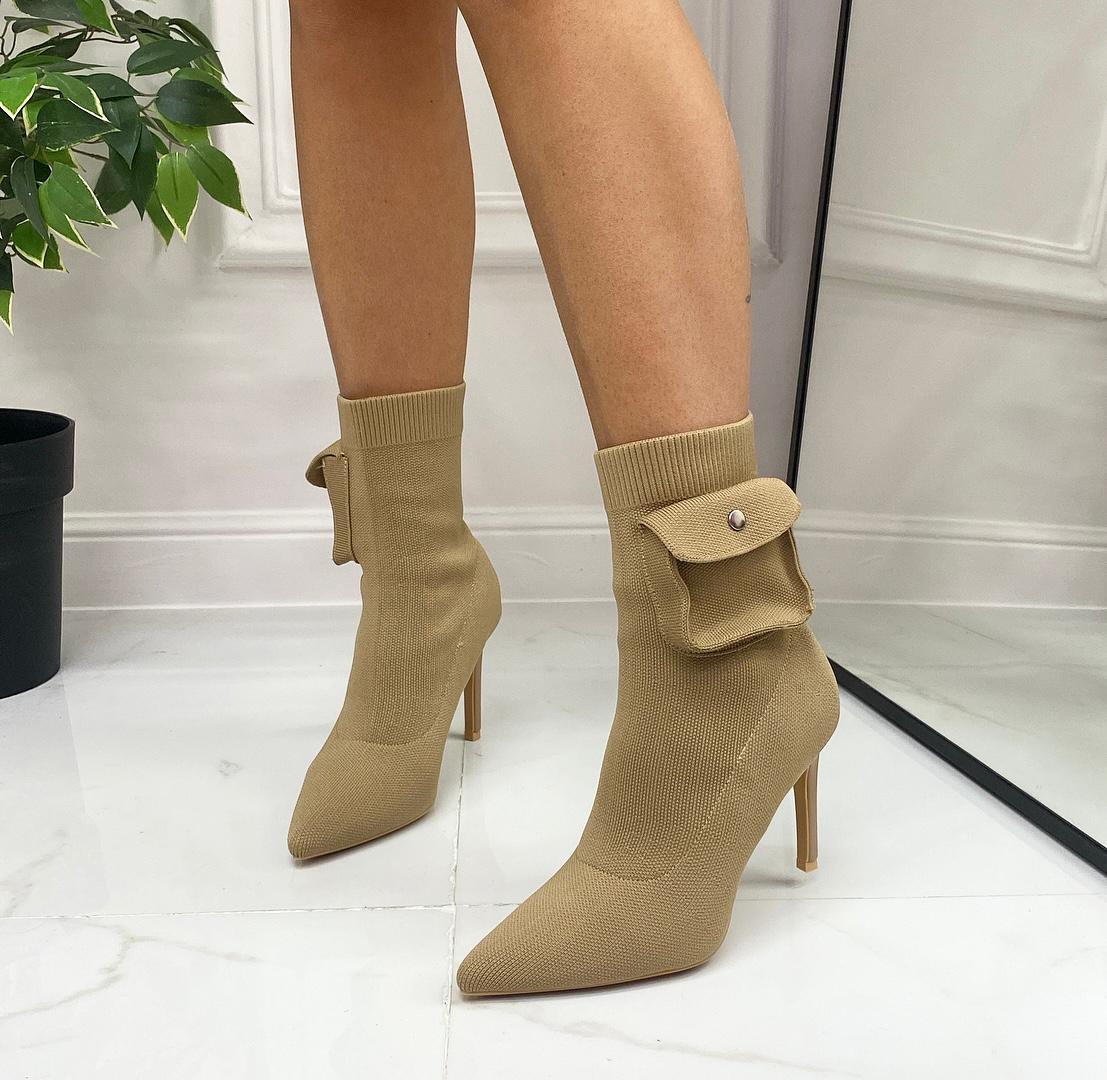 Gloria - Stivaletto Donna Punta Tacco Alto Khaki