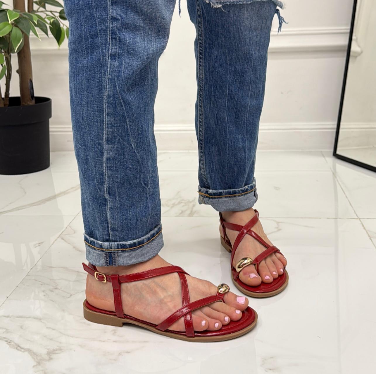 Serafine -Sandali Donna Casual Comodo Rosso