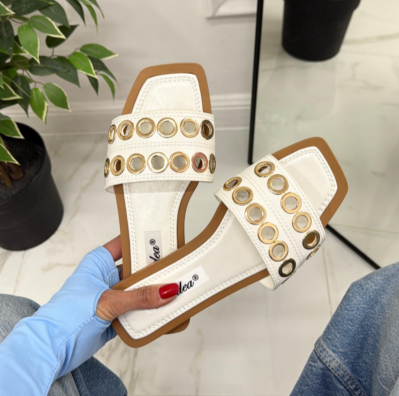 Violante - Sandalo Ciabatte Donna Casual Comode Bianco