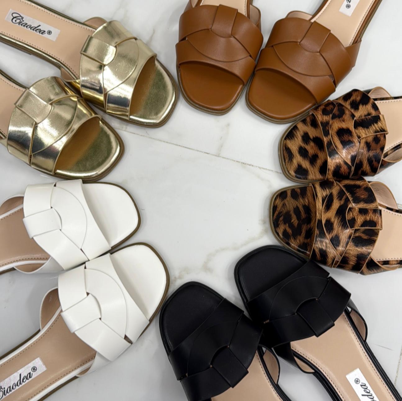 Elettra - Sandalo Ciabatte Donna Casual Comode Leopardato