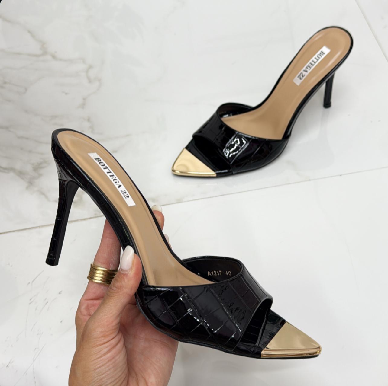 Tildes - Sandalo Donna Scarpa Tacco Punta Nero