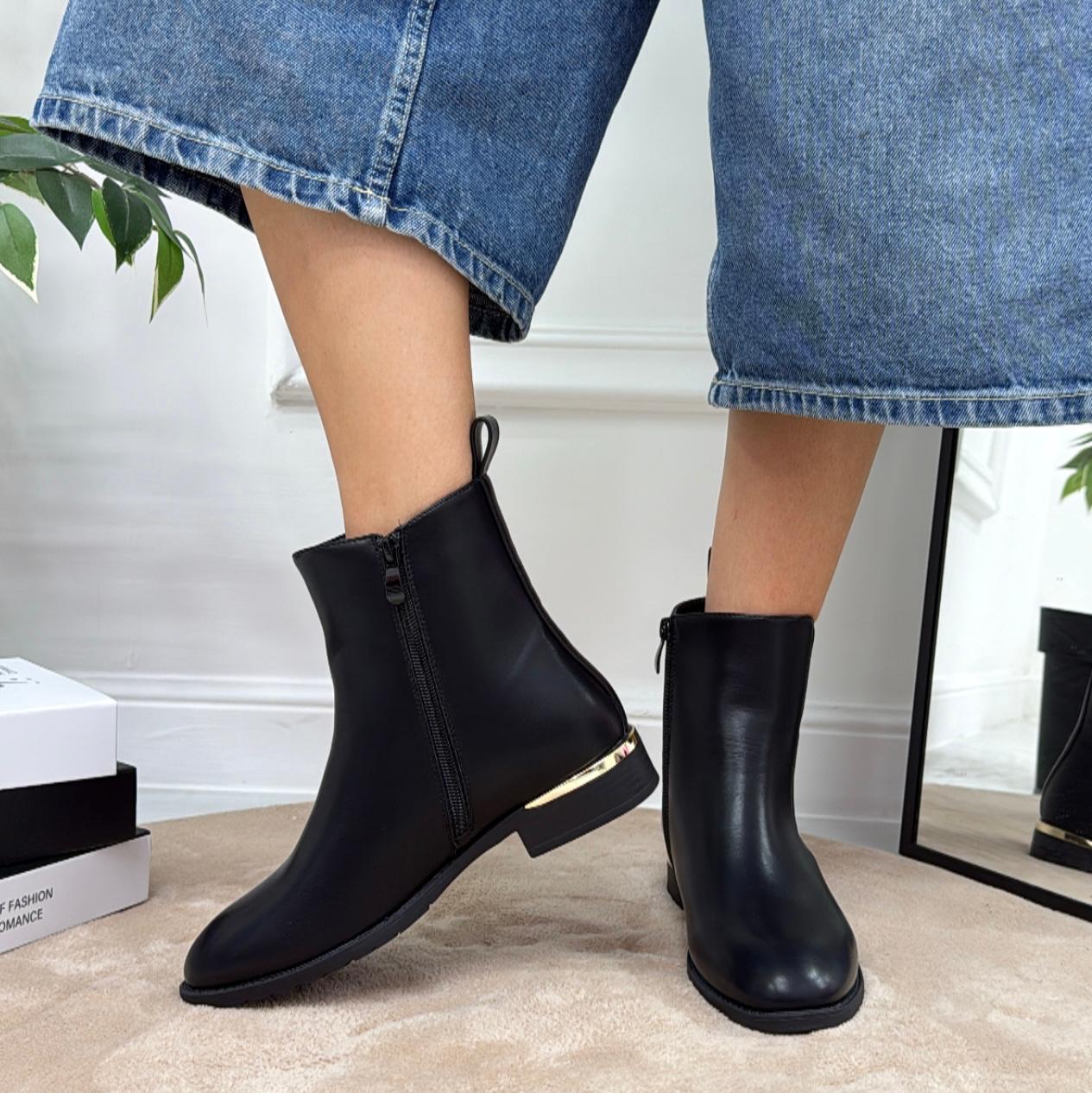 Elide - Stivaletti Bassi Punta Casual Comodo Dettaglio Nero