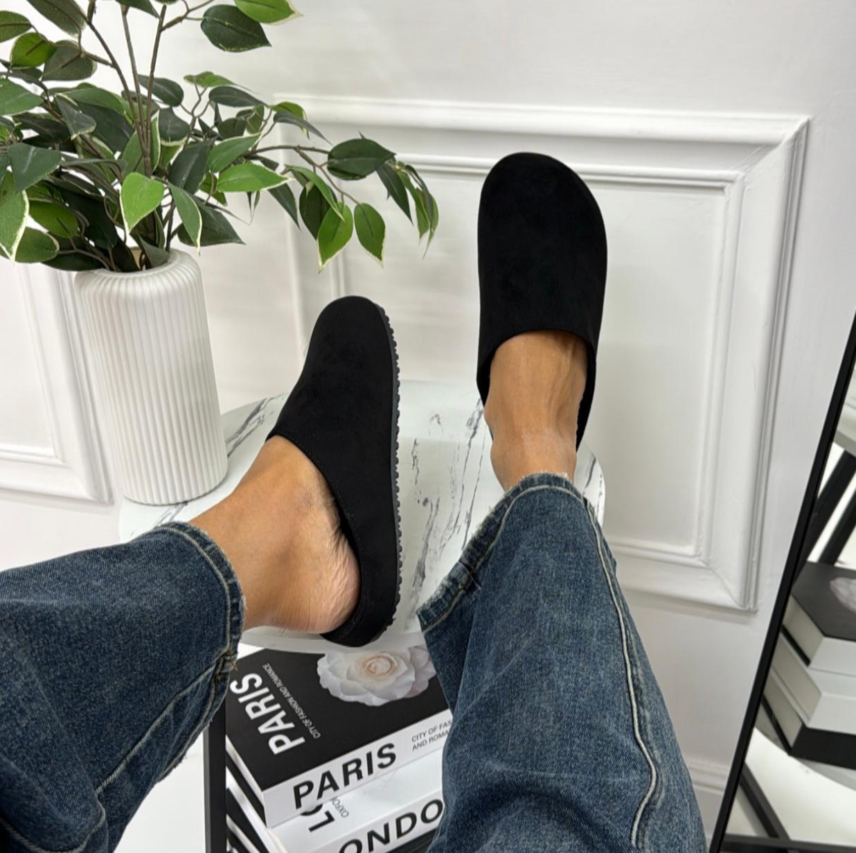 Marina - Scarpa Sabot Mules Donna Flat Tallone Scoperto Nero