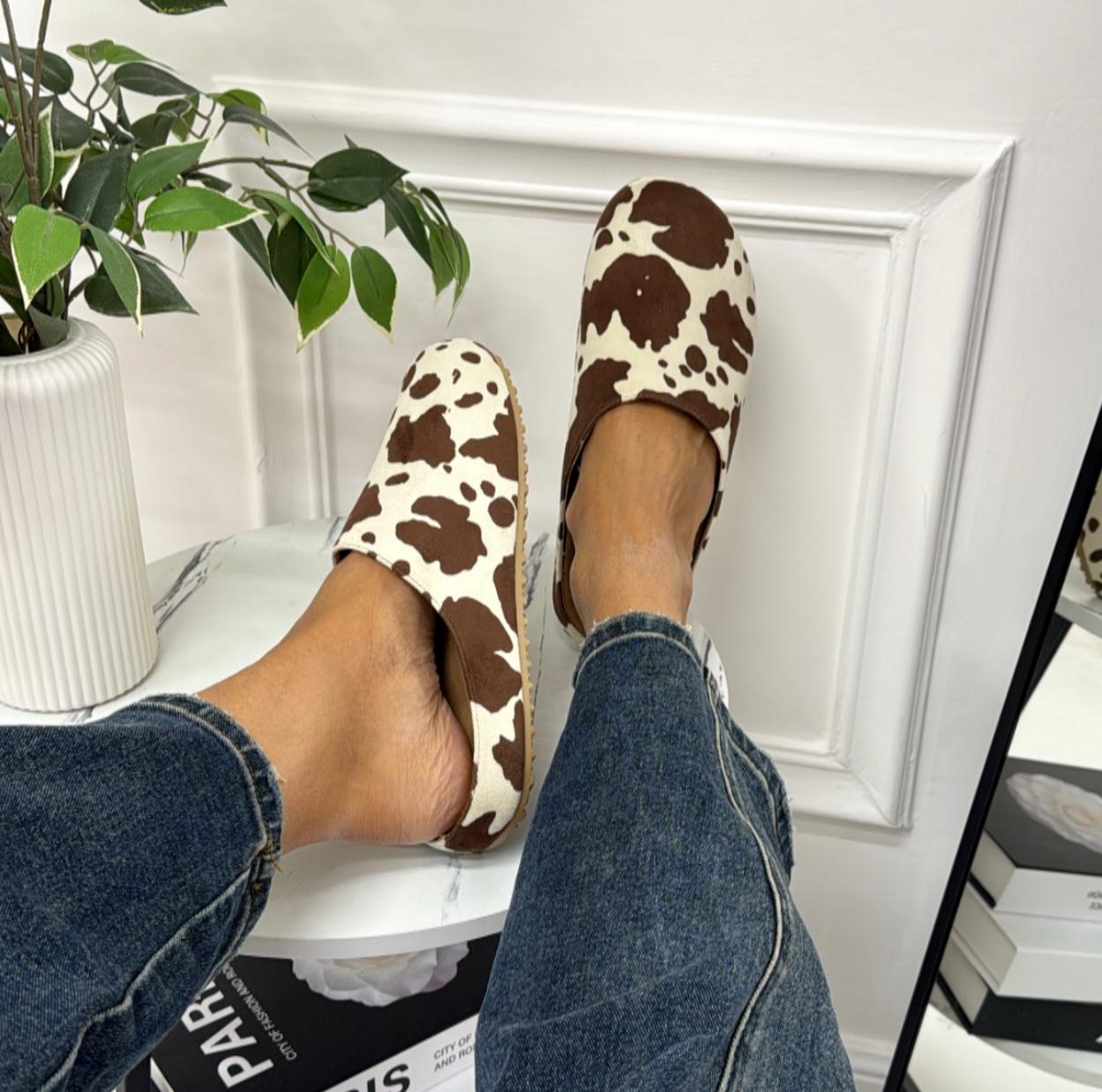 Marina - Scarpa Sabot Mules Donna Flat Tallone Scoperto Leopardato